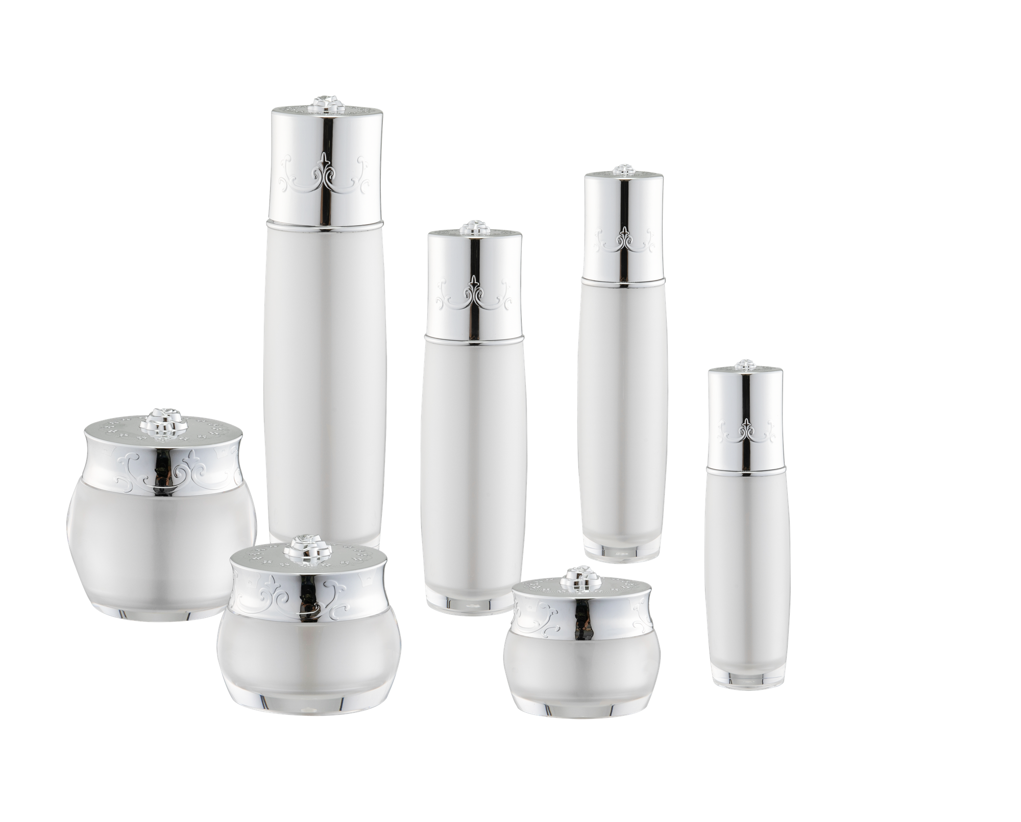 KR-4002 ขวดอะครีลิคและโถ ผลิตภัณฑ์ดูแลผิว ภาชนะบรรจุครีมอะคริลิก ชุดขวดบรรจุภัณฑ์สำหรับเครื่องสำอาง