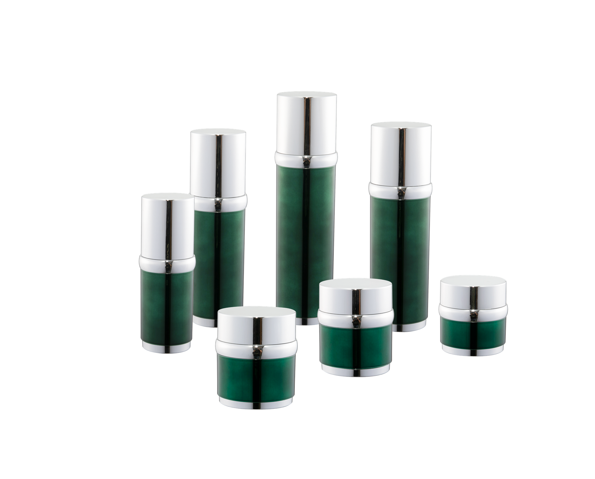 KR-4004 ชุดขวดร้อนบรรจุภัณฑ์เครื่องสำอางสำหรับเครื่องสำอาง ขวดและกระปุกอะคริลิคสีทองเงา